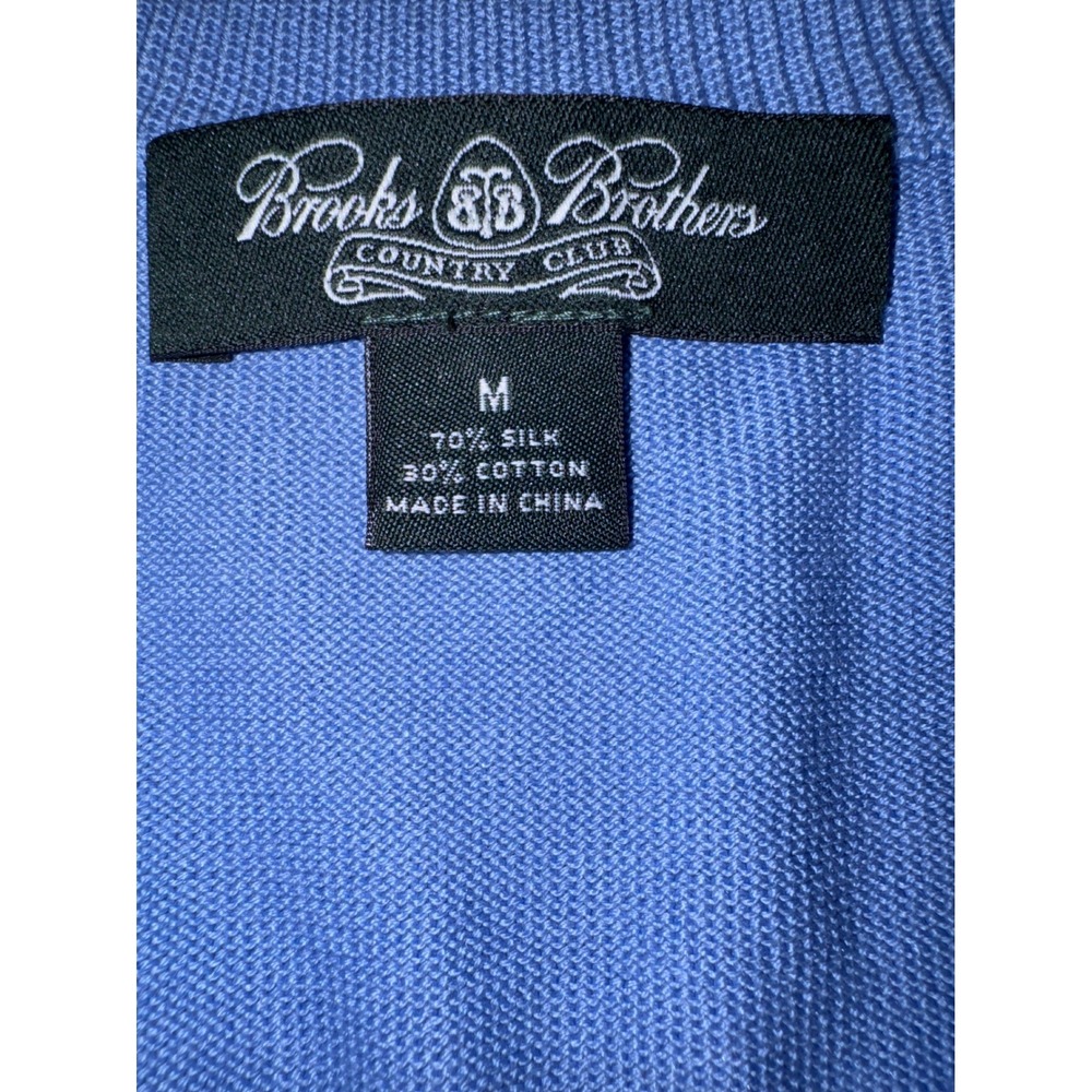 Brooks Brothers Country Club Mens V Neck Argyle Sweater Silk Cotton Blend Blue M - Picture 3 of 7